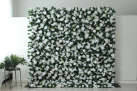Décoration de fête de mariage fleur de rose blanche panneau mural fleur fontaine murale fleur murale verte