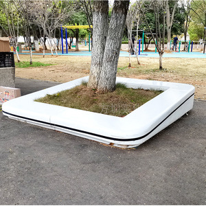 Banc d'arbre carré en fibre de verre pour extérieur, assise de parc durable au design moderne, capacité 4 personnes - Product Image 1