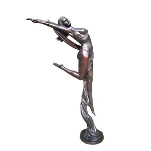 Lebensgroße tanzende Mädchen Bronze Garten Statue Metallguss nackte Dame Figur Skulptur