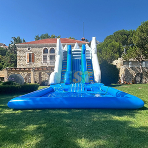 Thiết kế mới trượt nước <span class=keywords><strong>Inflatable</strong></span> với phun nước tiktok trượt nước hồ bơi đôi Lane <span class=keywords><strong>Inflatable</strong></span> trượt nước để bán - Product Image 3
