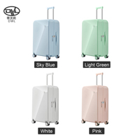 Valises de voyage en PC Dongguan DWL 20/24 pouces, bleu ciel/blanc/rose/vert clair, forme diamant