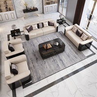 Ensemble de meubles rembourrés de haute qualité, design italien de luxe européen, canapé 3 places en cuir véritable blanc pour salon