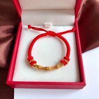 Mode Bracelet En Or Massif avec Corde Rouge 999 Pur 24k Bijoux En Or Fine Enfants DIY Bambou Charme Accessoires Résultats pour Femmes