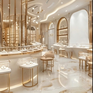 ร้านขายเครื่องประดับสไตล์โลหะสีเบจสุดหรู พร้อมบริการออกแบบตกแต่งร้านค้าแบบครบวงจร ตู้โชว์ระดับไฮเอนด์ โซลูชั่นพื้นที่ขายปลีกสำหรับร้านนาฬิกา - Product Image 3