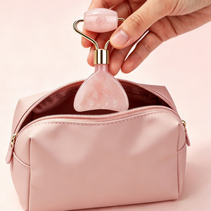 Masajeador Facial <span class=keywords><strong>de</strong></span> Diseño Mushang con Logotipo Personalizado, Rodillo Gua Sha <span class=keywords><strong>de</strong></span> Cuarzo Rosa, <span class=keywords><strong>Beneficios</strong></span> Antienvejecimiento y Adelgazantes para Uso Comercial y Doméstico - Product Image 1