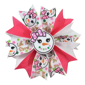 4'' spike hair bows for christmas with hair clips snowman hair clips let it snow