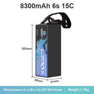 Batería Lipo AMPXELL OEM/ODM 22.2v 6s 30C 8300mAh para Drones, Batería de Gran Capacidad con Alta Tasa de Descarga para Uso Agrícola MAB-08A322B01 OEM - Product Image 2