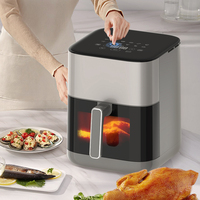 Friteuse à air électrique intelligente à fenêtre numérique visible personnalisée, chauffage rapide 1800W