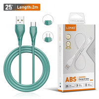 Câbles de chargeur de téléphone USB Micro Type C LDNIO LS612 en gros, 2 mètres, fils ABS, câble de données, câble de charge rapide 25W
