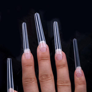 Tszs 3XL C Curve Long Coffin Nail Art Tips Venta caliente 500 piezas <span class=keywords><strong>Bailarina</strong></span> en <span class=keywords><strong>forma</strong></span> de <span class=keywords><strong>uñas</strong></span> postizas francesas ABS transparente para dedo - Product Image 3