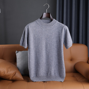 Pull en laine 100% à la mode et confortable pour hommes Méthode de tissage tricotée Conception directe à manches courtes en usine - Product Image 3
