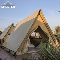 Tente de luxe pour hôtel de glamping en plein air, design triangulaire, villa préfabriquée, tente de safari en toile