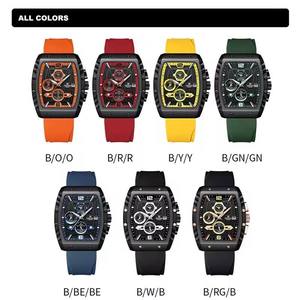Montres pour hommes NAVIFORCE 8025 bleues multifonctions, quartz, sport, étanches, bracelet en silicone, montre-bracelet pour homme, calendrier, chronographe - Product Image 6