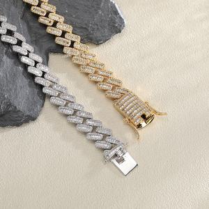 OUGEPHELI Collar Cubano de 14mm con 3 Hileras de Circonitas Estilo Hip Hop, Cadena Cubana Miami - Product Image 5