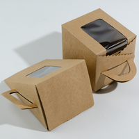 Vente en gros Boîte d'emballage de gâteau au chocolat en papier kraft avec fenêtre transparente mini cheesecakes pour pâtisserie macarone