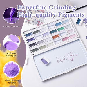 Kit de Pintura de <span class=keywords><strong>Acuarela</strong></span> Semisólida Profesional Fontainebleau, Juego de Pintura de <span class=keywords><strong>Acuarela</strong></span> de 24 Colores - Product Image 3