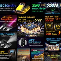 Blackview BV9300 Pro 12+256GB 6.7 120Hz LCD Tahan Guncangan Sidik Jari Tahan Air Android 13 Helio G99 Octa Core NFC OTG Ponsel