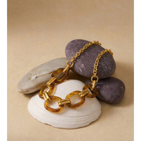 Collier en acier inoxydable JINYOU 6069 avec maillons ovales en résine, réglable, bijou tendance pour la vente en gros