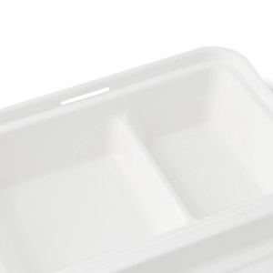 Offre Spéciale : Contenants Alimentaires en Canne à Sucre 25x16.5x6.1cm, 2 Compartiments avec Couvercle à Charnière, Forme Rectangulaire - Product Image 2
