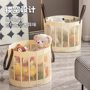 Collapsible Laundry <b>Basket</b> Round Beige Green Plastic Clothes Storage Organizer Household <b>Foldable</b> Bathroom Use - Product Image 5