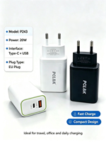 Pengisi Daya Cepat Tipe-C PD Model P243 20W 5V/3A Adaptor Pengisi Daya Ponsel