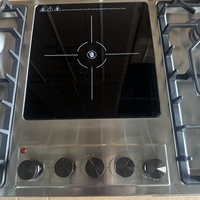Table de cuisson encastrable en acier inoxydable avec brûleurs à gaz et plaque vitrocéramique, cuisinière combinée gaz-électrique