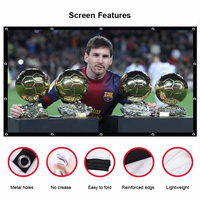 Écran de projection portable HD Yovanxer pliable pour cinéma maison, extérieur et intérieur, projection double face, rideau en polyester
