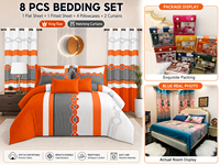 Lot de 8 pièces de literie avec rideaux, drap-housse imprimé, drap plat et taies d'oreiller pour chambre à coucher, textile de maison