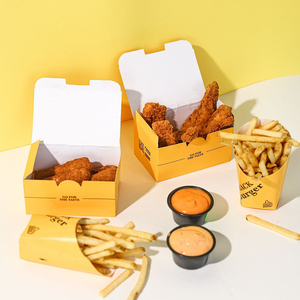 กล่องบรรจุภัณฑ์พิมพ์ลายตามสั่งสำหรับใส่ซอส<span class=keywords><strong>ไก่</strong></span><span class=keywords><strong>ทอด</strong></span> กล่องใส่ปลาทอด เฟรนช์ฟรายส์ พร้อมช่องแบ่ง - Product Image 2