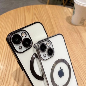 เคสโทรศัพท์แม่เหล็กพร้อมกระจกกันรอยเลนส์กล้องเคลือบ CD Grain Electroplated สำหรับ iPhone 13 Pro Max 14 Pro - Product Image 2