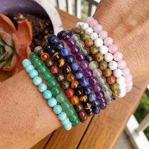 Pulseras de Piedras Preciosas Naturales Curativas de Alta Calidad al <span class=keywords><strong>por</strong></span> Mayor, de 6/8/10 mm, con Cuentas Redondas - Product Image 4