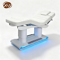Table de massage électrique professionnelle pour soins du visage avec lumière d'ambiance LED, lit de massage électrique inclinable pour cils, table de spa