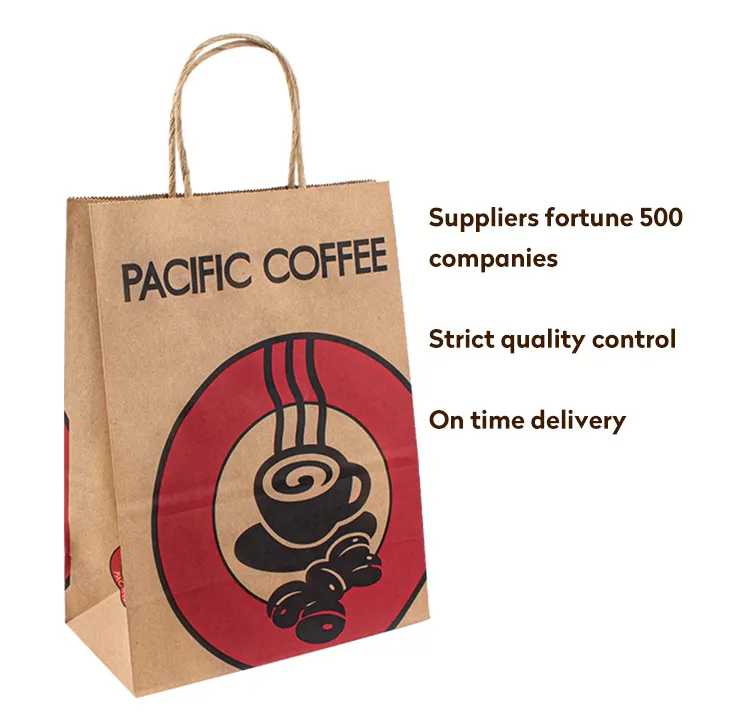 Barato reciclado personalizado logotipo impresso mercearia compras embalagem de papel marrom com alças