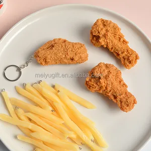 Simulazione PVC coscia di pollo ala di pollo modello pendente patatine fritte cibo giocattolo gioco portachiavi