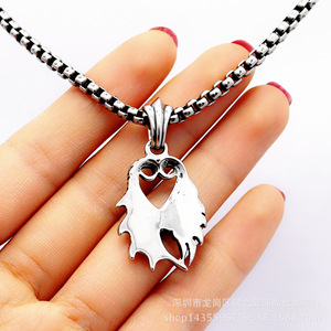 yunnique Swan <b>Couple</b> Pendant Stainless Steel Wings Heart Shape <b>Necklace</b> Gift For Women - Product Image 2