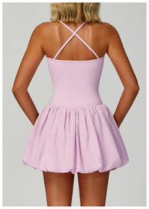 Vente chaude femmes Sexy col en v profond athlétique séchage rapide robe de Yoga gymnastique exercices d'aérobie Slim Fit jupes de Tennis - Product Image 5