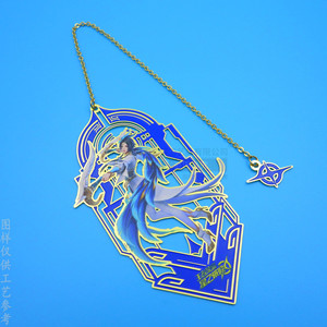 Metal <b>Bookmark</b> Anime Design 65mm Gold Color Die Cutting Printing Stationery Gift - Product Image 1