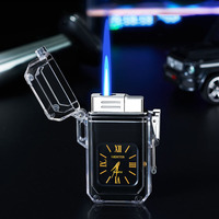Briquet torche multi-usages extérieur coupe-vent gonflable étanche allume-cigare horloge briquet montre