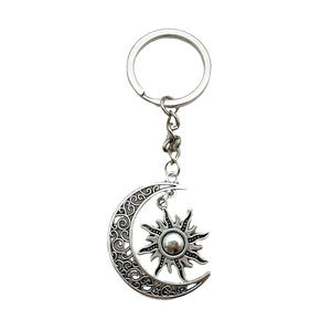 Luxury Fashion Vintage Zinc Alloy Waterproof Lightweight Crescent Pentagram Sun Star Angel <strong>Keychain</strong> Pendant - Product Image 5