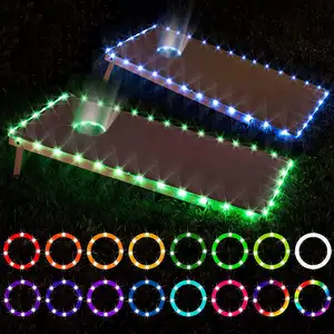 Achtertuin Strand Buiten Draagbare Led Cornhole Verlichting Afstandsbediening Cornhole Board Rand En Ring Spelen Zitzak Toss Spel