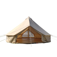 Yurt de luxe 4 saisons en toile robuste de 4,8 m pour 4 à 8 personnes, tente cloche d'hôtel à double porte avec cheminée pour le glamping hôtelier