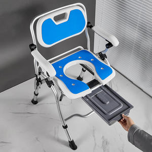 Chaise de toilette en aluminium à roulettes Tabouret de toilette pour personnes âgées handicapées Chaise de salle de bain mobile - Product Image 3