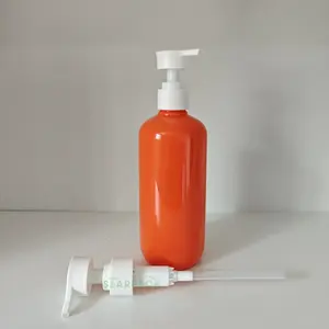 17Oz 500Ml Orange Empty Cosmetic Container Body Wash Plastic Pump Sprayer Shampoo Bottles Face Cream Liquid Soap Packaging