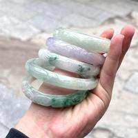 Bracelets en Jade sculpté de haute qualité, fait main, véritable Myanmar, blanc, pour adultes