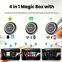PlayAiBox con Sistema Android 15, Carplay Inalámbrico, Qualcomm 6350, Mirrolink, 8GB+128GB para YouTube y Netflix, Compatible con Autos con CarPlay Original