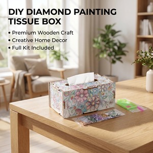 Kit Pittura Diamante 5D Fai da Te con Scatola Portafazzoletti, Motivo Gatto Carino, Set Completo di Strass per Decorazioni Casa, Ufficio e Stanza - Product Image 1