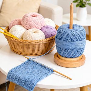 Support à fil en bois pour débutants, facile à installer, avec base stable, alimentation en fil fluide, idéal pour le crochet et le tricot - Product Image 6