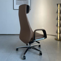 Chaise de bureau de direction moderne et minimaliste avec support de tête, revêtement en cuir, hauteur réglable, pivotante, pour bureau de PDG
