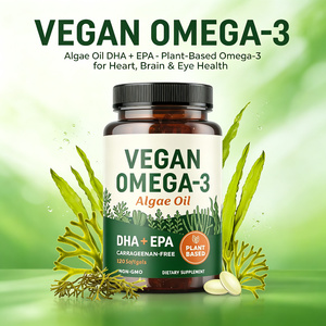 Integratore Alimentare Vegano all'Ingrosso di Olio di Alghe <span class=keywords><strong>Omega</strong></span> 3 1000mg DHA EPA in Capsule Morbide <span class=keywords><strong>per</strong></span> Adulti, <span class=keywords><strong>per</strong></span> la Salute di Cuore, Cervello e Occhi OEM - Product Image 1