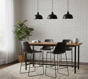 Taburete de Bar de Cuero Negro Moderno de Alta Calidad con Construcción Robusta, Diseño Elegante y Base de Metal para Restaurante, Hotel, Hogar y Bar - Product Image 3